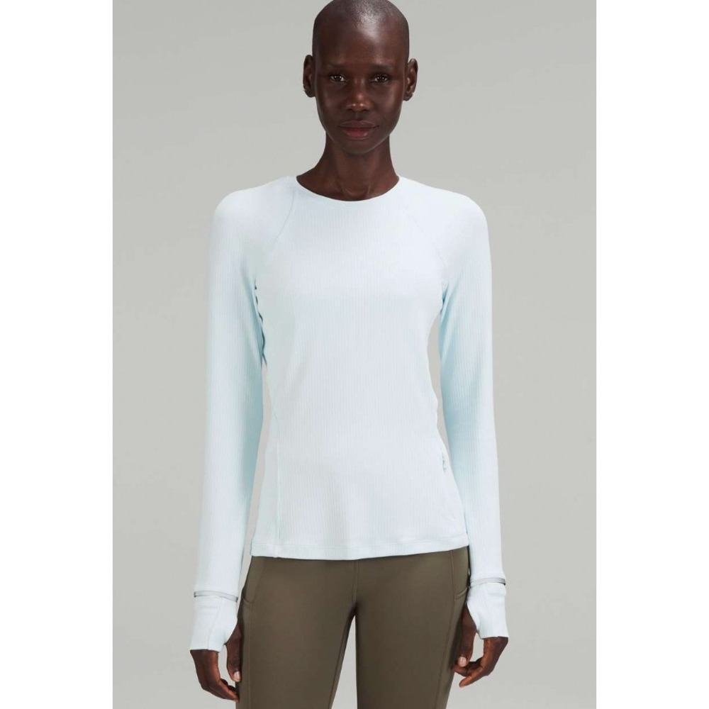 Lululemon Women's It's Rulu Run Ribbed Long Sleeve Shirt In Powder Blue Size 6